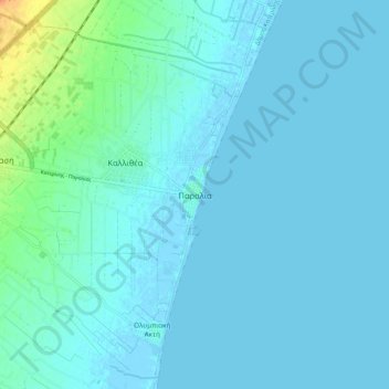 Paralia topographic map, elevation, terrain