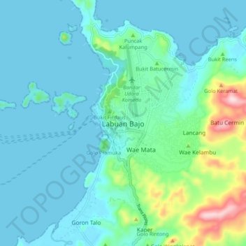 Labuan Bajo topographic map, elevation, terrain