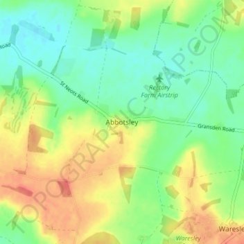 Abbotsley topographic map, elevation, terrain