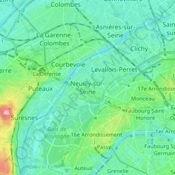Neuilly-sur-Seine topographic map, elevation, terrain
