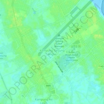 Kampung Tanjung Angsa topographic map, elevation, terrain