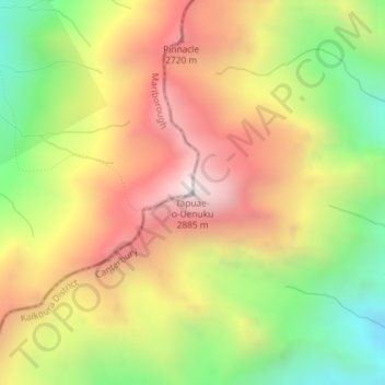 Tapuae-o-Uenuku topographic map, elevation, terrain