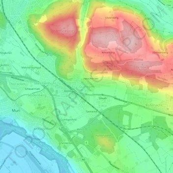 Gümligen topographic map, elevation, terrain