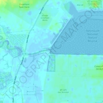 Seal Sands topographic map, elevation, terrain