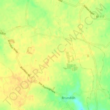 Brundish Street topographic map, elevation, terrain