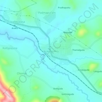 Araku Valley topographic map, elevation, terrain