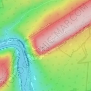 Mount Tammany topographic map, elevation, terrain