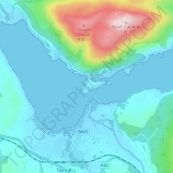 Bonawe topographic map, elevation, terrain