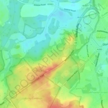 Rodborough Common topographic map, elevation, terrain