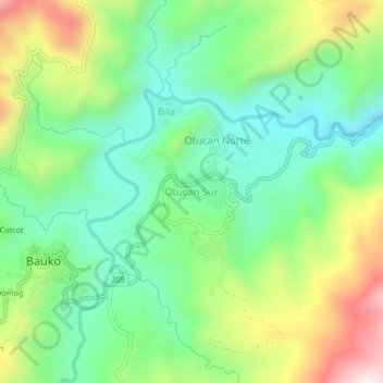 Otucan Sur topographic map, elevation, terrain