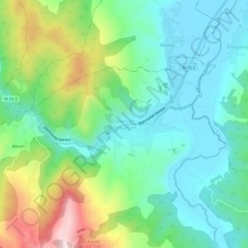 Dobërçan - Doburçan topographic map, elevation, terrain