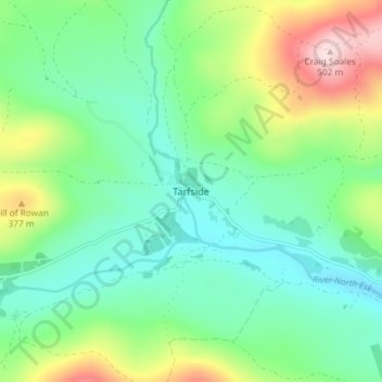 Tarfside topographic map, elevation, terrain