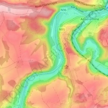 Freÿr topographic map, elevation, terrain