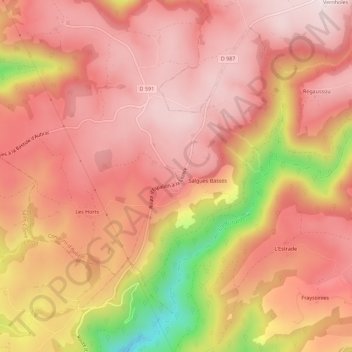 Salgues Hautes topographic map, elevation, terrain