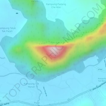Gunung Pulai topographic map, elevation, terrain