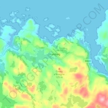 Drumbeg topographic map, elevation, terrain