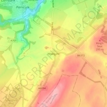 Howgate topographic map, elevation, terrain