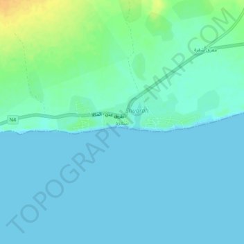 Shuqrah topographic map, elevation, terrain