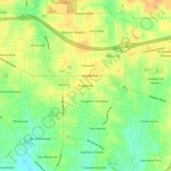 Ridgefield topographic map, elevation, terrain