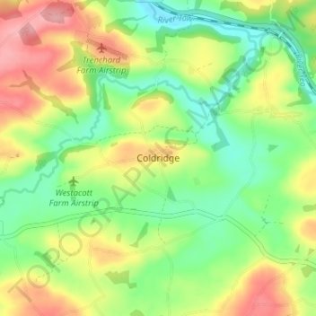 Coldridge topographic map, elevation, terrain