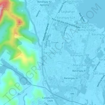 Barangay 109 topographic map, elevation, terrain