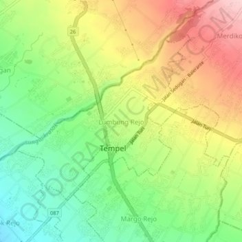 Lumbung Rejo topographic map, elevation, terrain