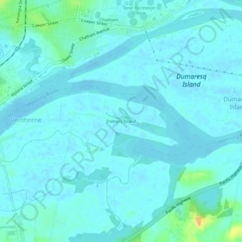 Trotters Island topographic map, elevation, terrain