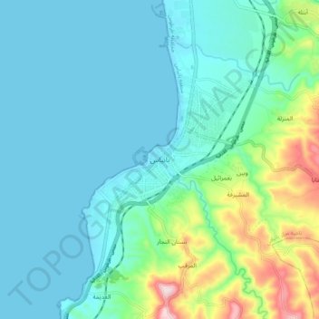 Banyas topographic map, elevation, terrain