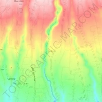 Kubu topographic map, elevation, terrain