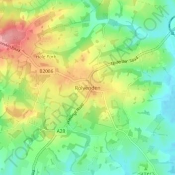 Rolvenden topographic map, elevation, terrain