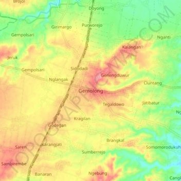 Gemolong topographic map, elevation, terrain