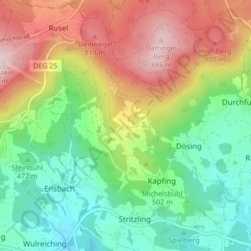 Datting topographic map, elevation, terrain