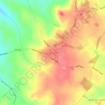 Cambridgeshire County Top topographic map, elevation, terrain