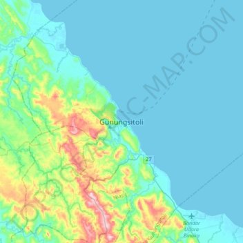 Gunungsitoli topographic map, elevation, terrain
