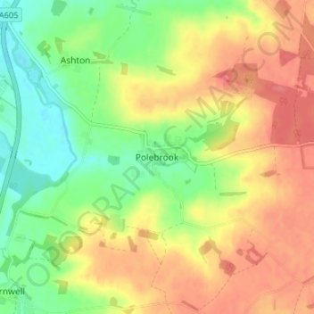 Polebrook topographic map, elevation, terrain