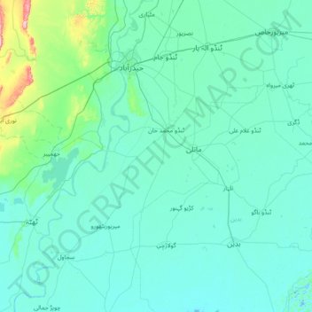 Tando Muhammad Khan District topographic map, elevation, terrain