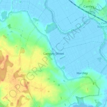 Langley Street topographic map, elevation, terrain