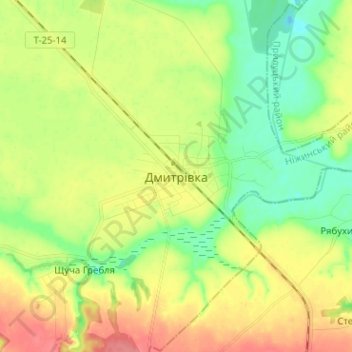 Dmytrivka topographic map, elevation, terrain