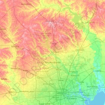 Montgomery topographic map, elevation, terrain