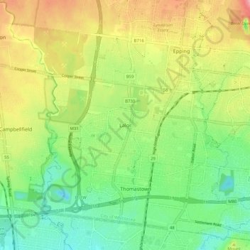 Lalor topographic map, elevation, terrain