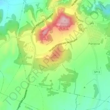 Monte Altieri topographic map, elevation, terrain