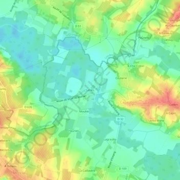 Sables topographic map, elevation, terrain