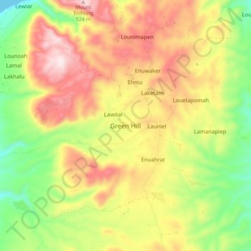Green Hill topographic map, elevation, terrain