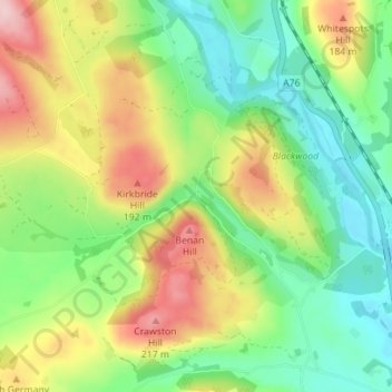 Glenmidge topographic map, elevation, terrain