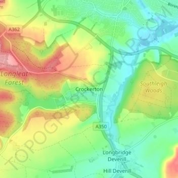 Crockerton topographic map, elevation, terrain