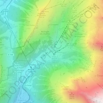 Le Tour topographic map, elevation, terrain