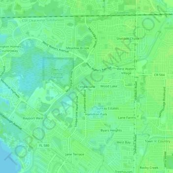 Timberlane topographic map, elevation, terrain