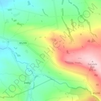 Sandale topographic map, elevation, terrain