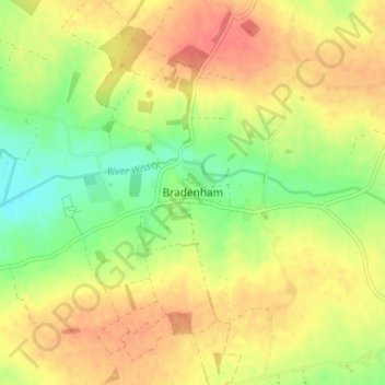 Bradenham topographic map, elevation, terrain