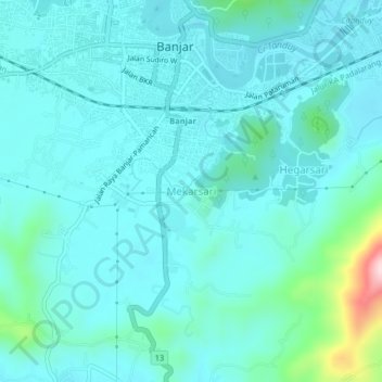 Mekarsari topographic map, elevation, terrain